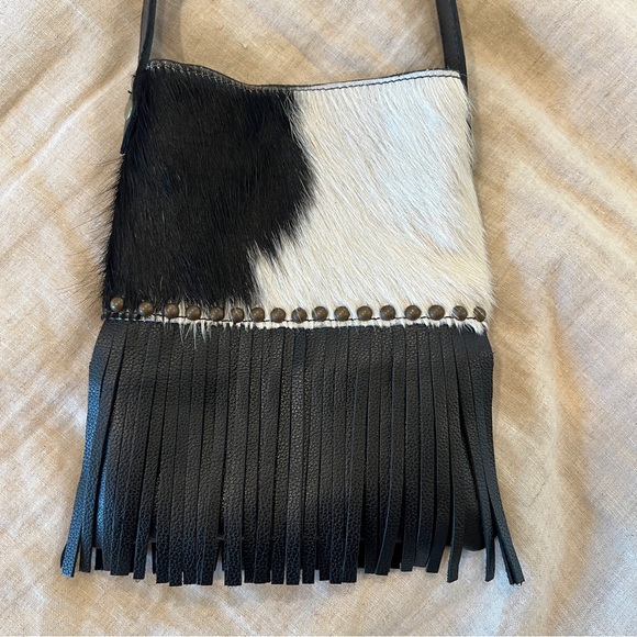 Lucchese Cow Print Bag with Fringe - Picture 5 of 9